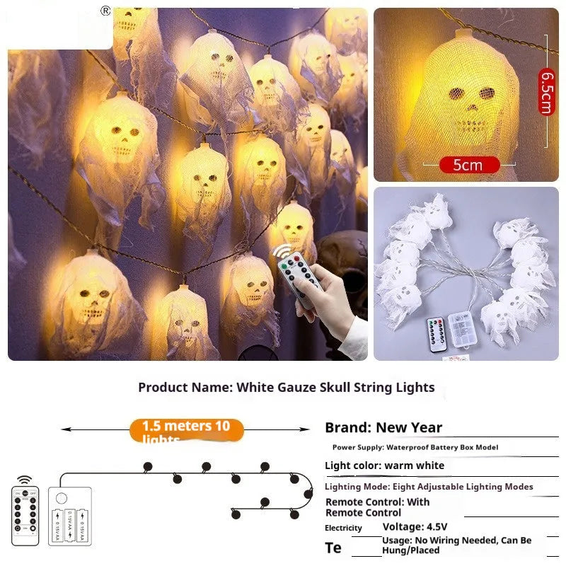 Halloween battery-powered string lights for indoor wall decoration in colour or warm white options