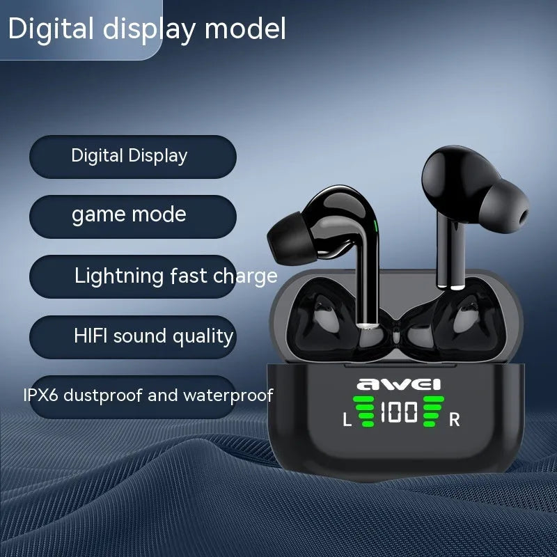 Private Model TWS e-sports Bluetooth wireless headset with Jerry chip, plastic housing, and breathing light on side