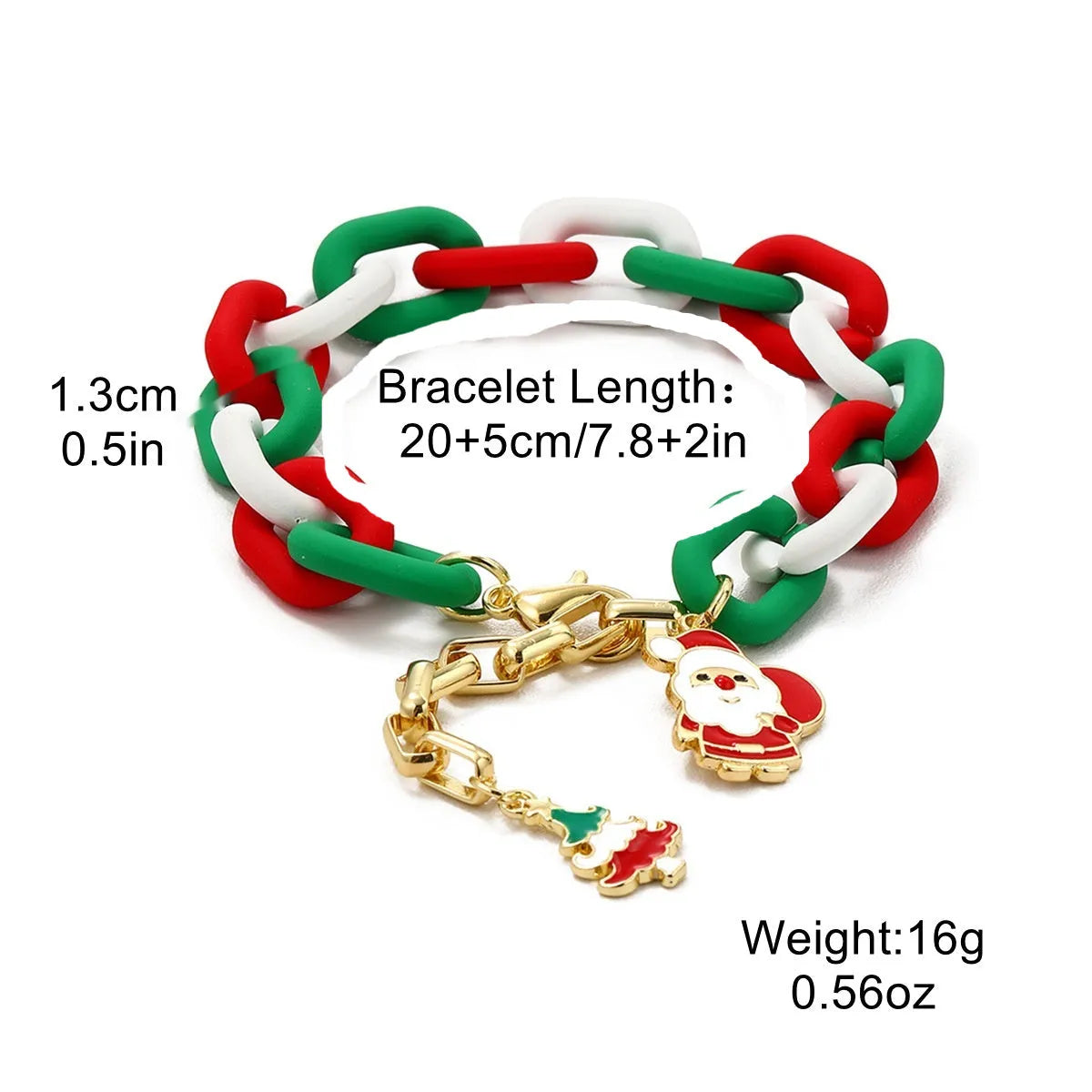 European American new Christmas bracelet pendant set in imitation pearl and polymer clay with Santa Claus design