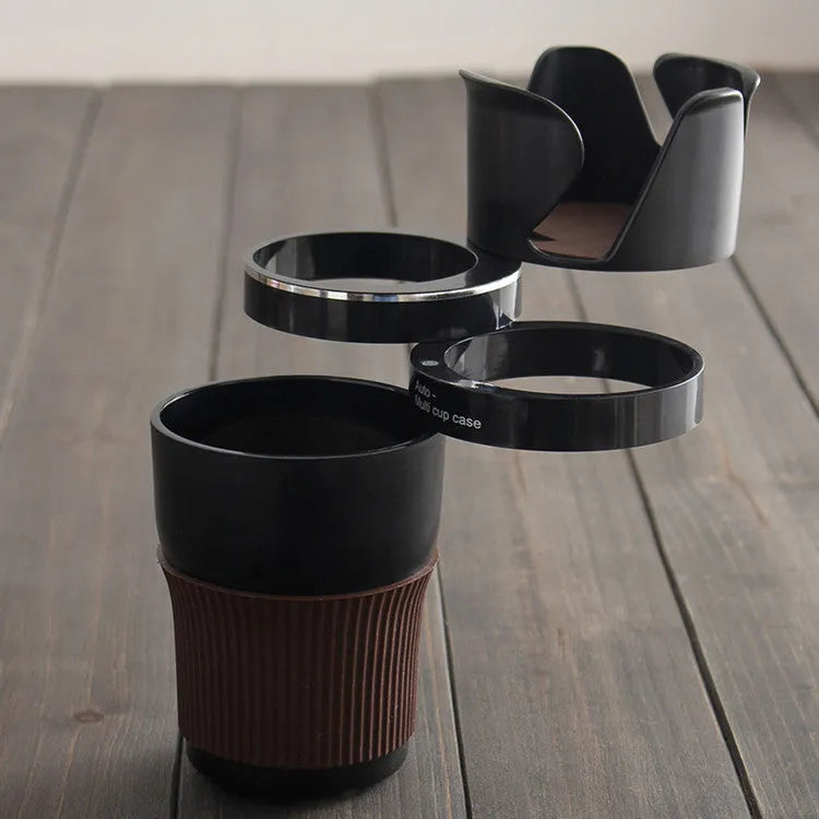 Car multifunctional cup holder with navigation bracket in black, brown, pink, green, or blue
