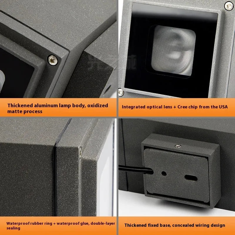 Outdoor wall lamp double head aluminium alloy IP65 waterproof facade lighting 192x96x122mm 3000K
