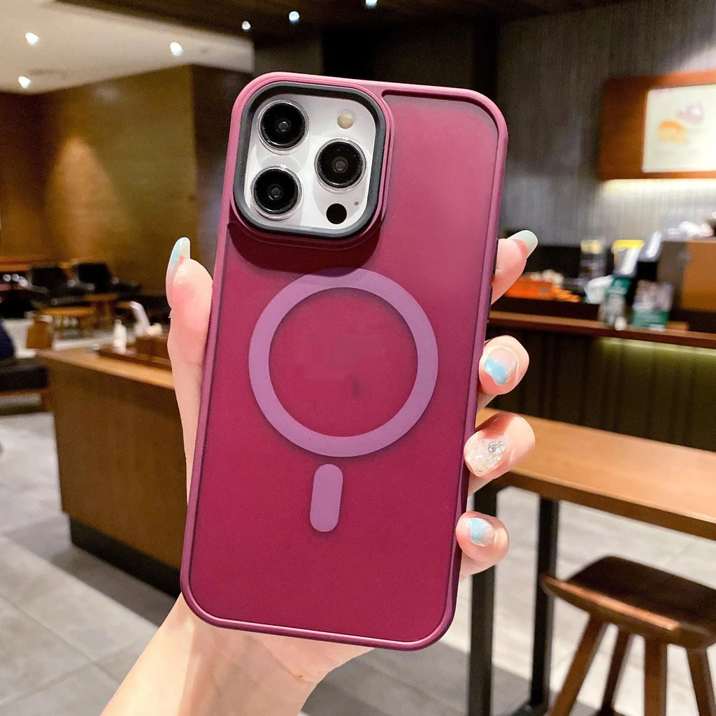 Frosted magnetic suction hard phone case for Apple iPhone 16 in multiple colour options