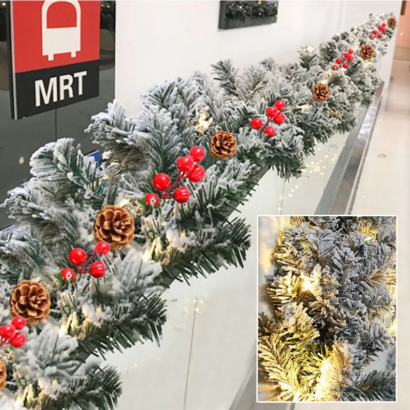 Snow-flocked Christmas rattan vine decoration in three length options