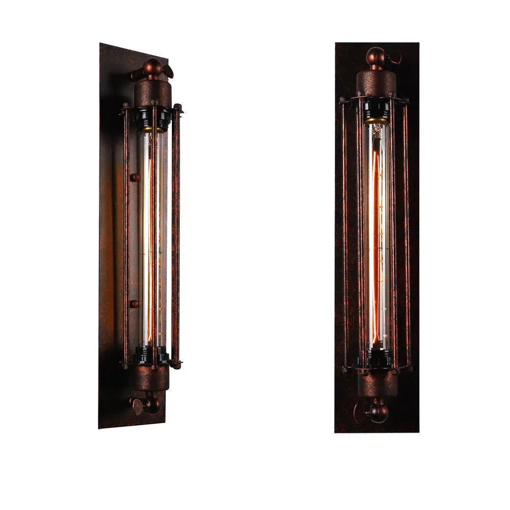 Refined retro industrial style iron Devil Island flute wall lamp in black finish for indoor use