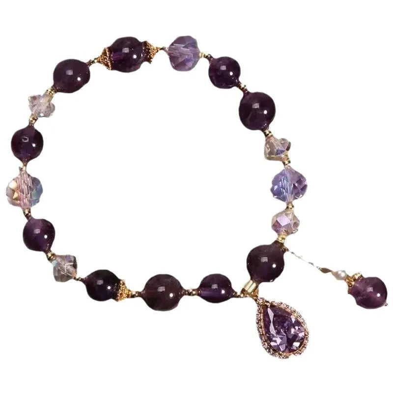 Purple amethyst crystal bracelet for women with micro inlay construction