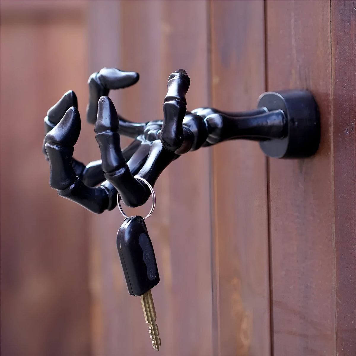 Black resin skeleton hand wall hook, single storage hook for coats, bags, keys and pendants, 20.2 cm long