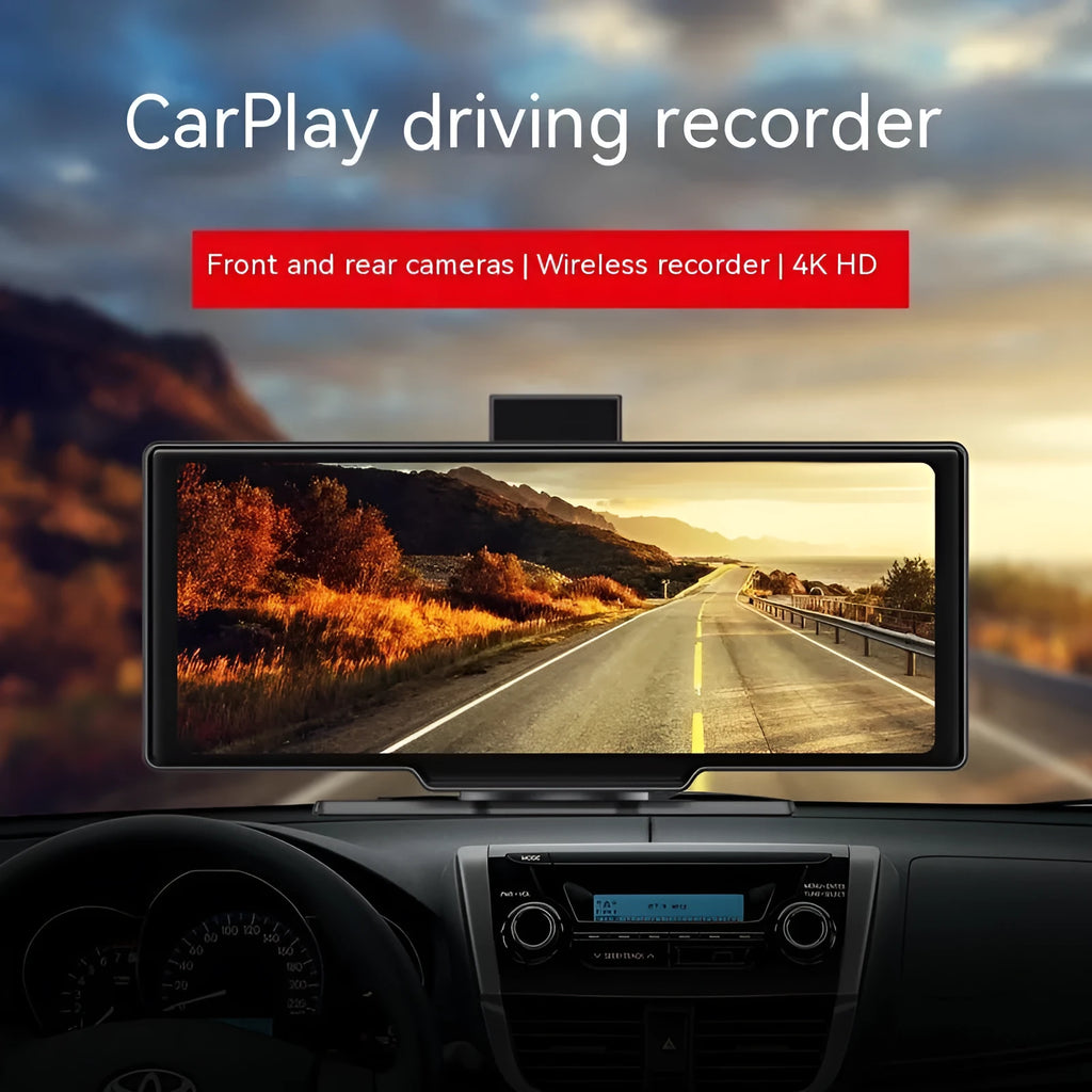 10.26-inch wireless CarPlay car multimedia recorder with capacitive touch screen in black