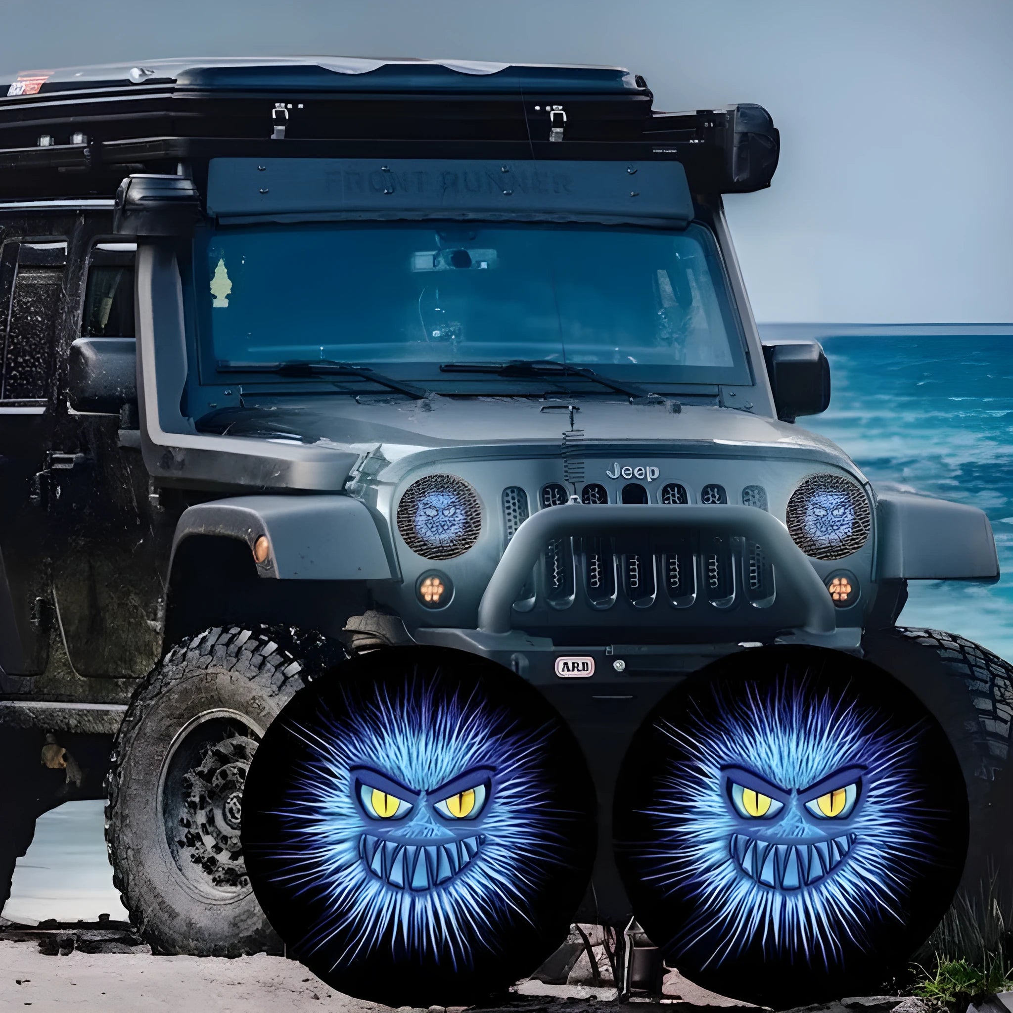 Beast Eye headlight decal sticker PVC 20x20cm monster eye lamp car decoration