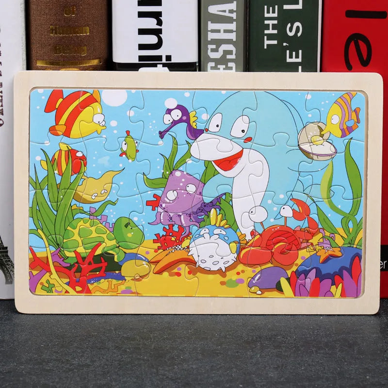 80 piece wooden animal jigsaw puzzle in iron box with non-toxic paint for children aged 3+
