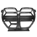 Black dry carbon fibre front bumper grille for BMW M3 M4 G80 G82 with 3K weave pattern.
