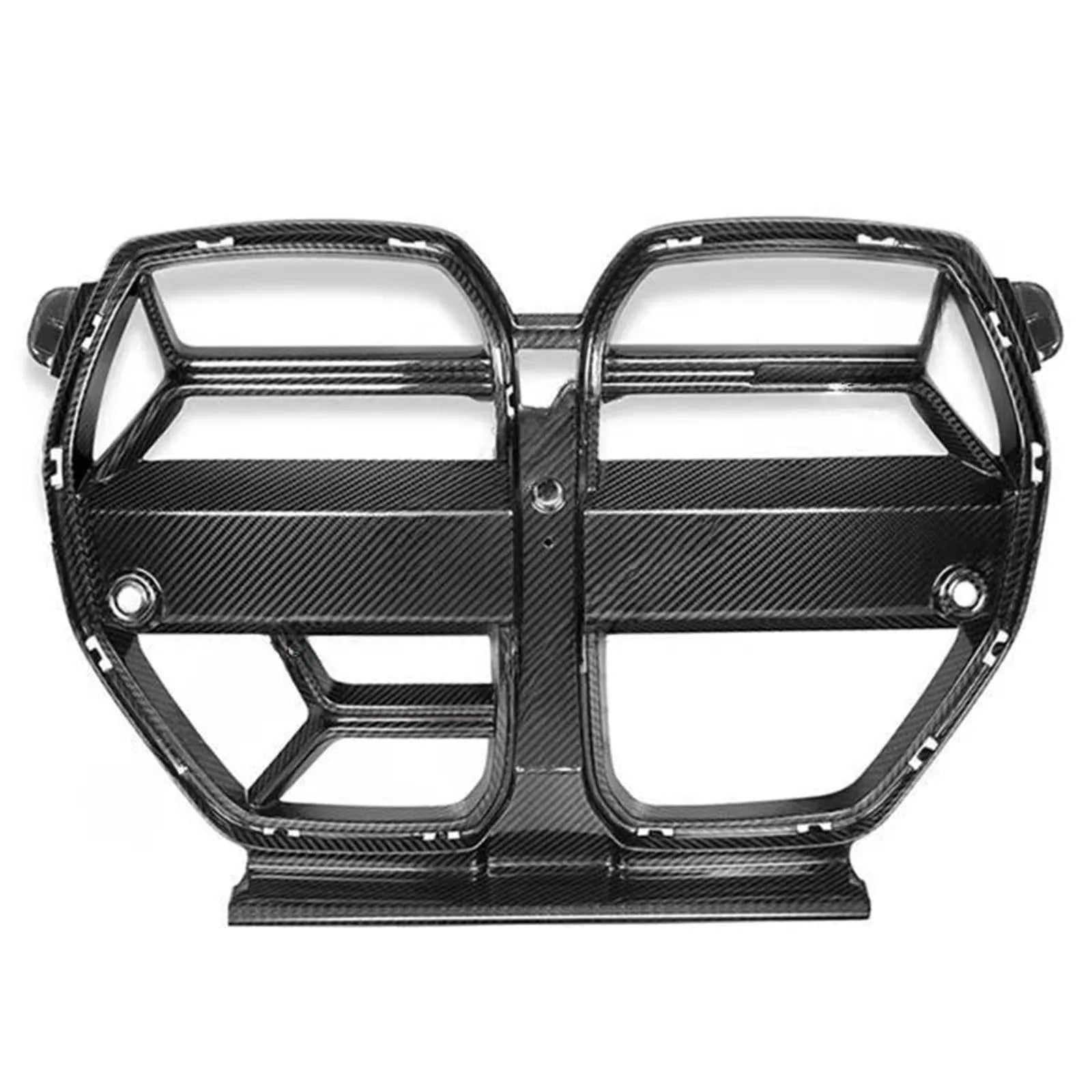 Black dry carbon fibre front bumper grille for BMW M3 M4 G80 G82 with 3K weave pattern.