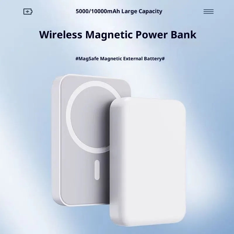 Bi-directional fast charging magnetic wireless power bank 10000mAh compact plastic shell black