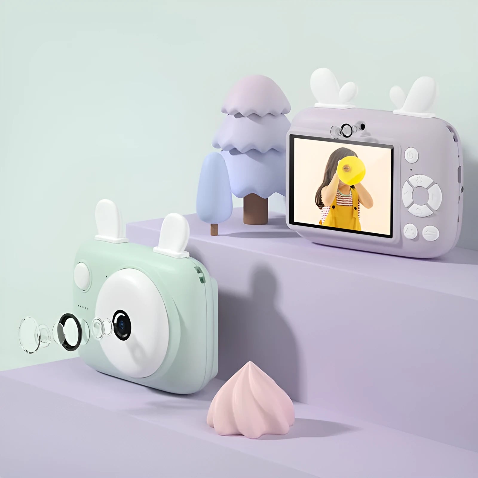 A2 kids digital camera in macaron design with 2.4 inch screen and dual 4000W cameras