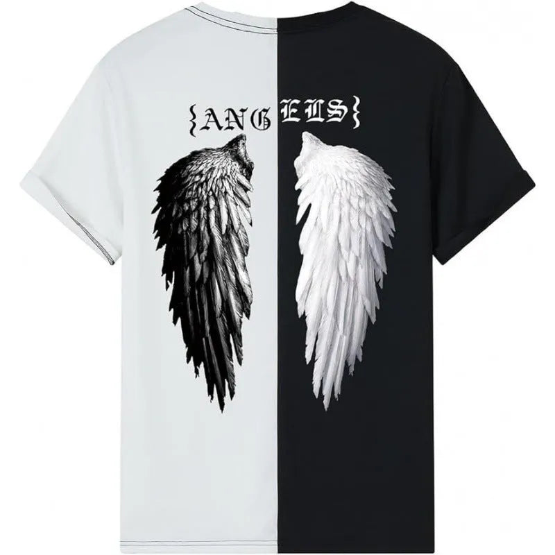 Men's printed street style short-sleeved t-shirt with digital pattern on polyester fabric