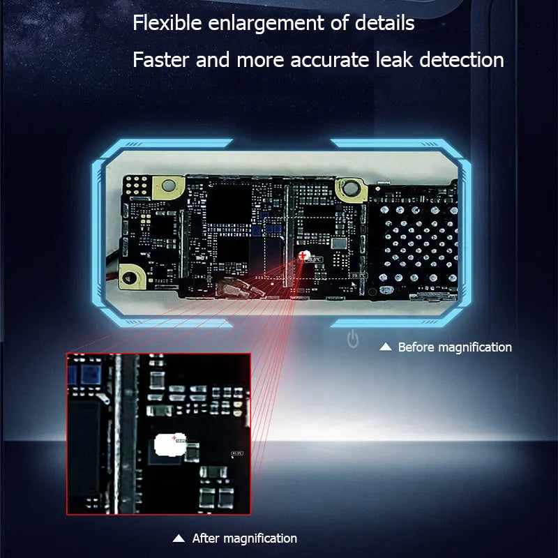Black USB-connected handheld mobile phone mainboard diagnostic instrument.