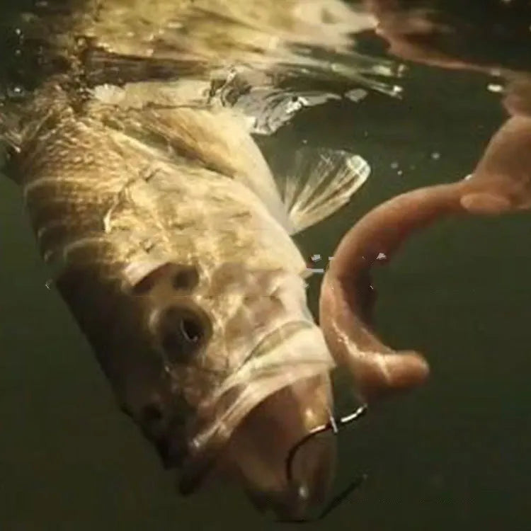 Bionic soft fishing lure in silicone, 7.5cm long, shown in yellow, white, and black colour options.