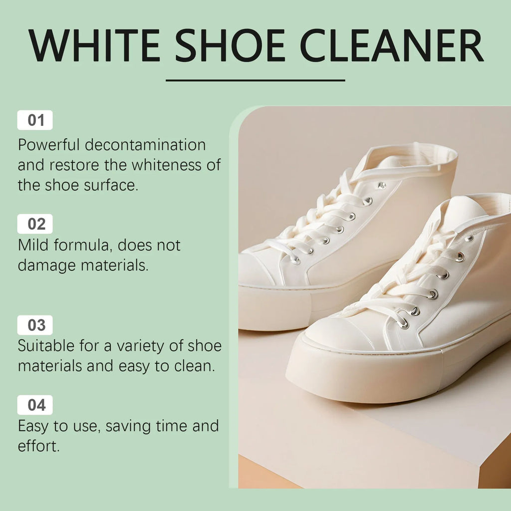 White shoe cleaning cream in a 100g tub with a sponge for portable stain removal