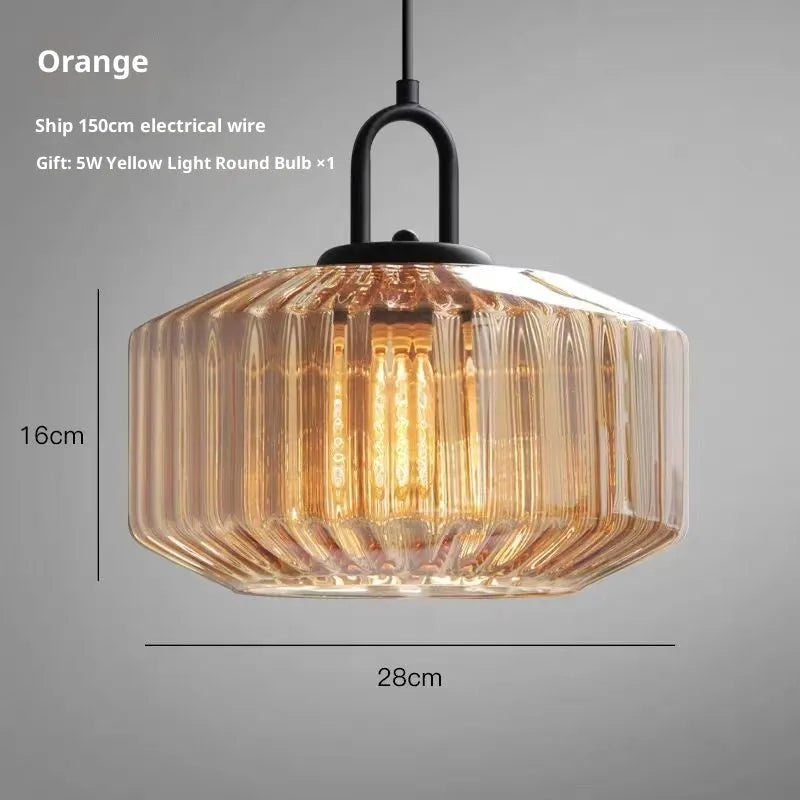 High grade stained glass chandelier with 4W warm light in amber colour, modern simplicity design