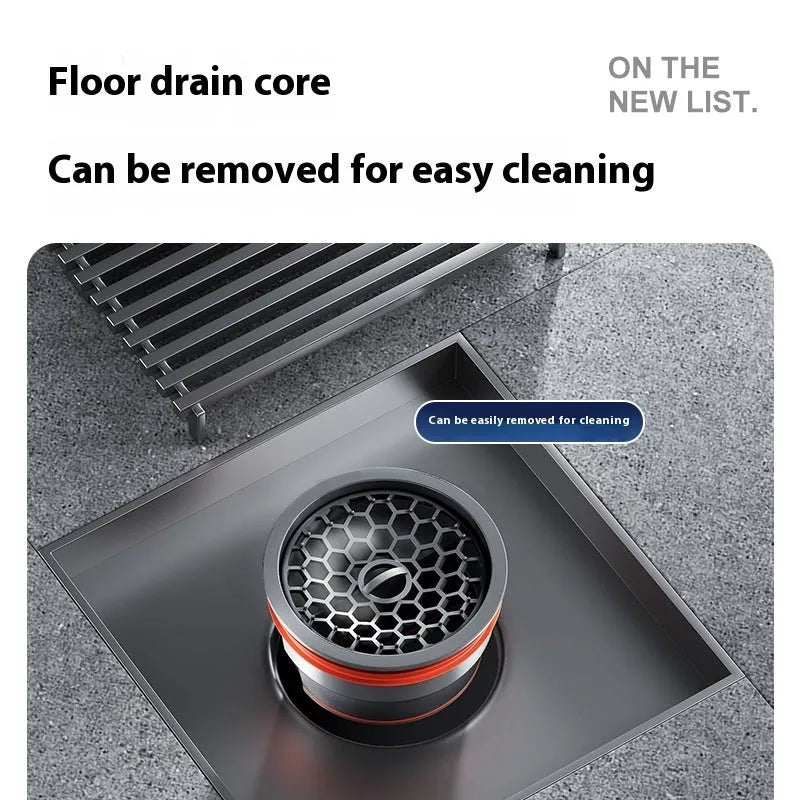 304 stainless steel courtyard floor drain with gun grey 15x15cm ABS plastic core