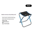 Black aluminium alloy folding stool for camping outdoor seating
