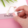 Metal pendant bookmark with cherry blossom cartoon cat design for books and journals