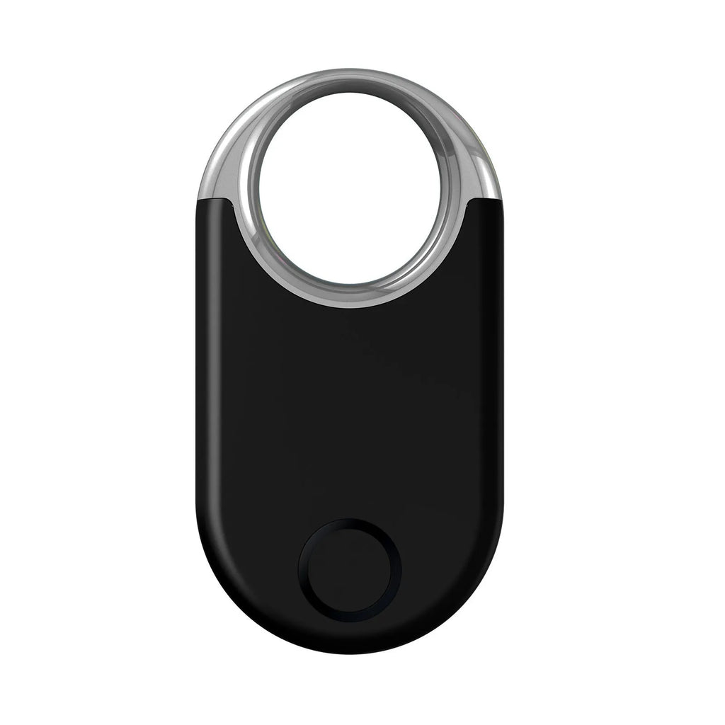 Black and white GPS tracking device showing compact size for pet and child anti-loss monitoring
