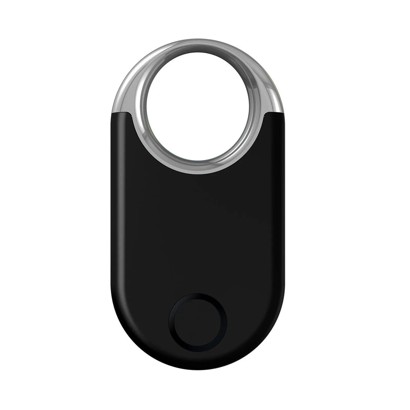 Black and white GPS tracking device showing compact size for pet and child anti-loss monitoring