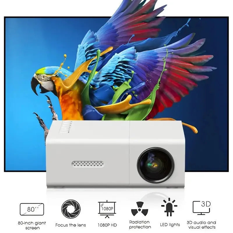 M100 mini home projector in black and white colours with 100-inch projection capability