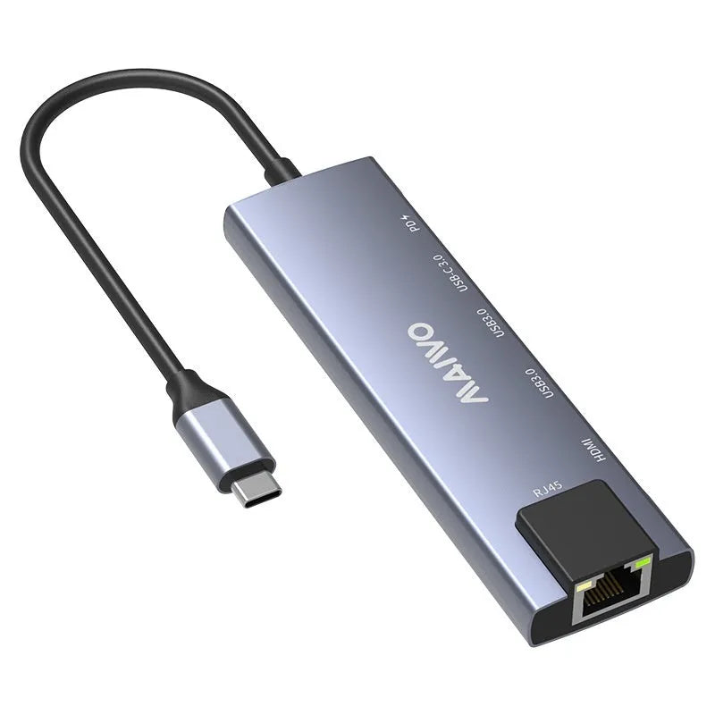 Steam Deck six-port docking station with aluminium shell and USB-C cable for desktop expansion