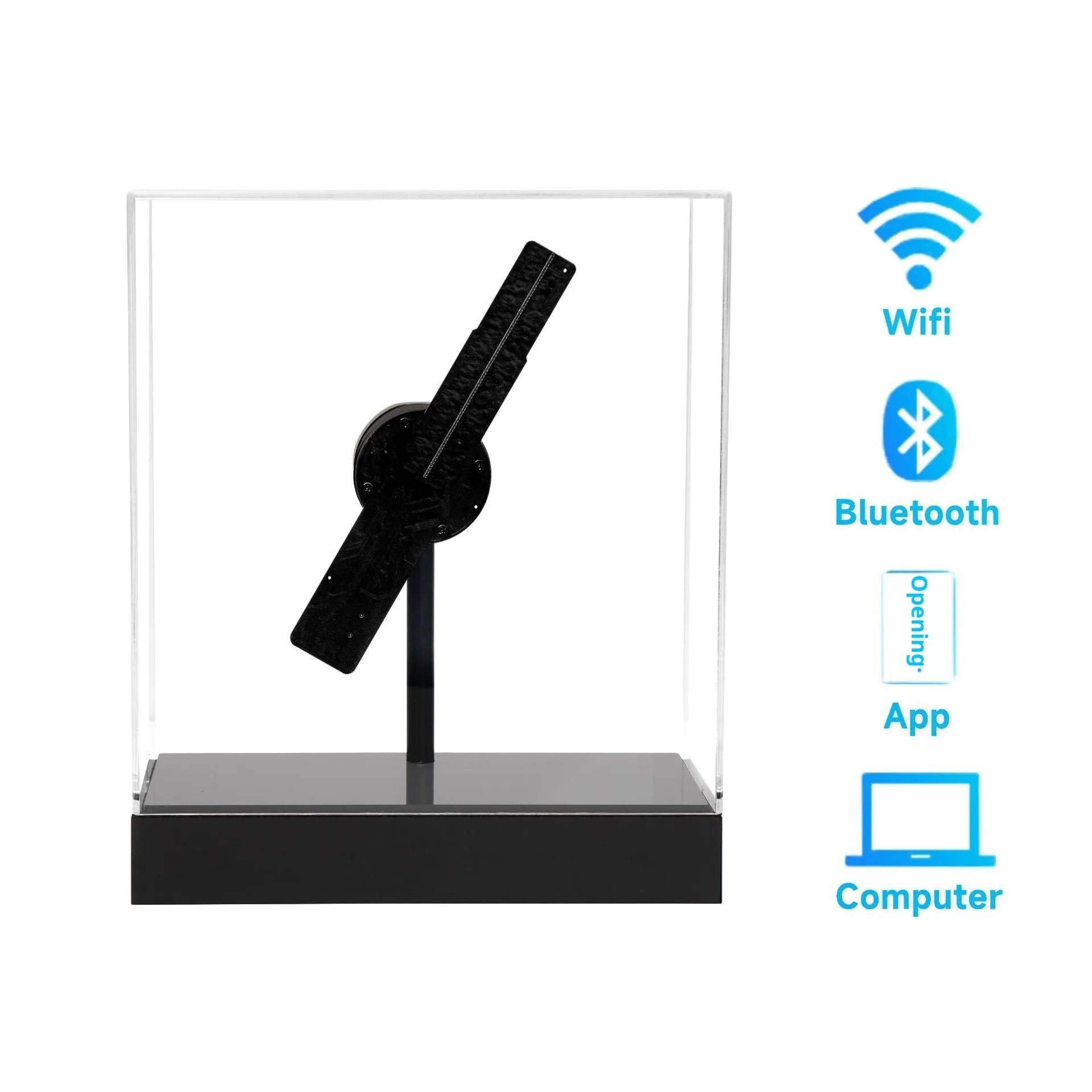 Holographic 3D fan screen desktop decoration with remote control, displaying floating holographic image