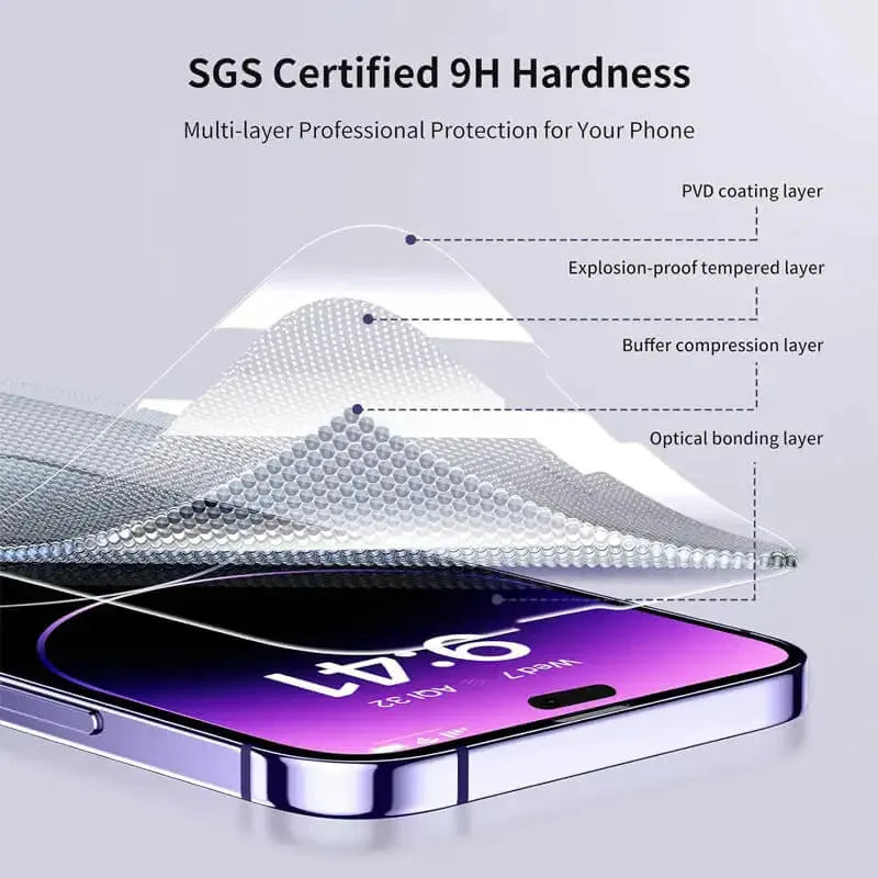 Tempered glass screen protector for iPhone, full screen HD 9D ultra-clear, 3-pack