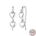 Pair of S925 sterling silver heart-shaped tassel ear hook earrings for women in colour SCE1927