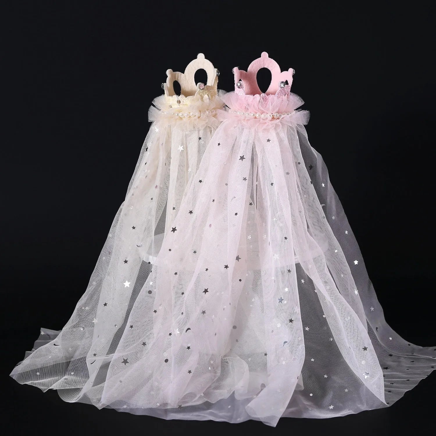 Princess crown headdress for cats in cotton polyester with veil options