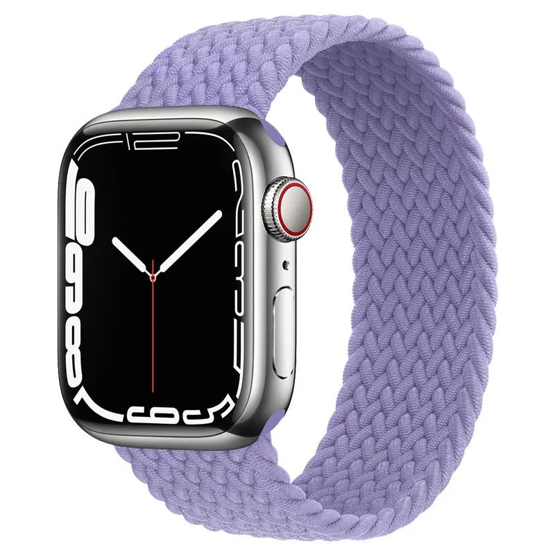Elastic nylon braided rainbow watch strap for Apple Watch 38mm to 45mm, woven fabric, multiple colour options