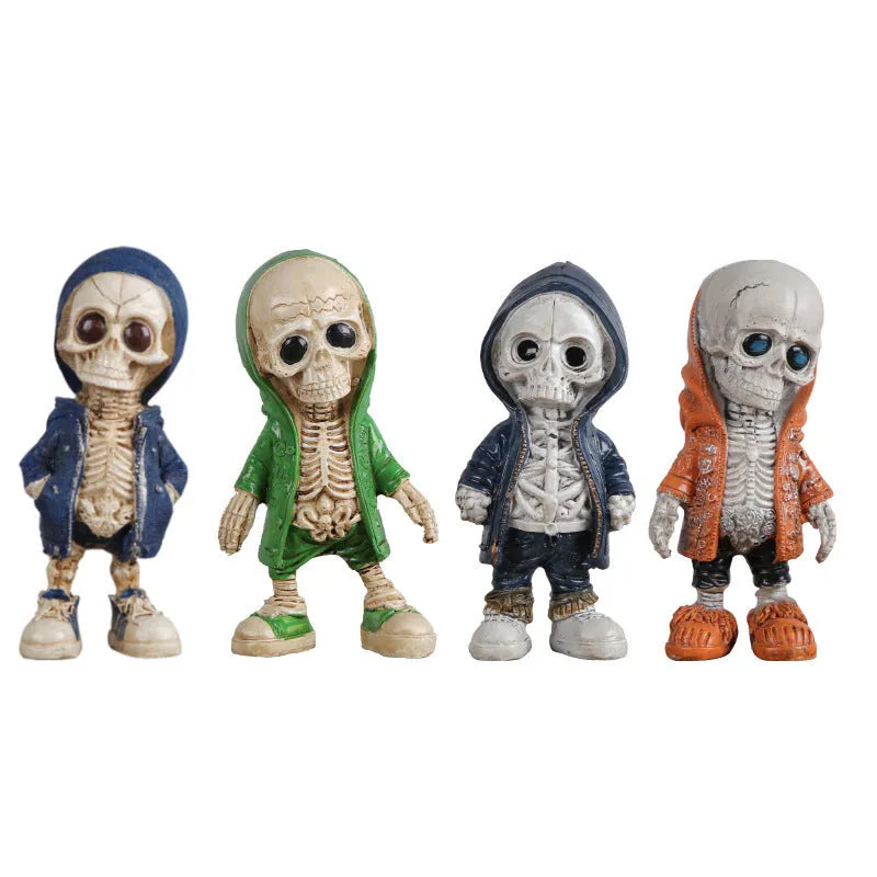 Resin skull ornament for Halloween and Ghost Festival in blue, green, navy blue or orange