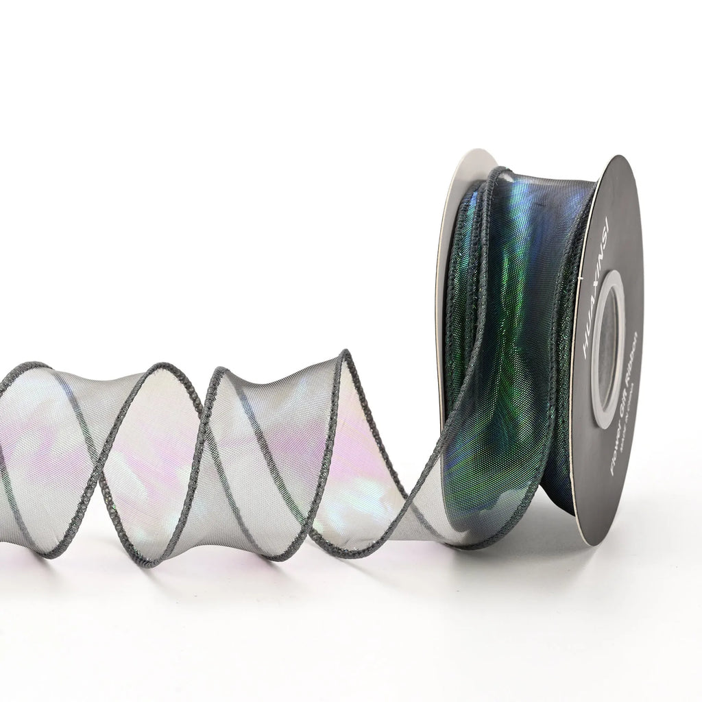 Fishtail yarn floral wave ribbon roll in 4cm width with mesh material and edge cutting