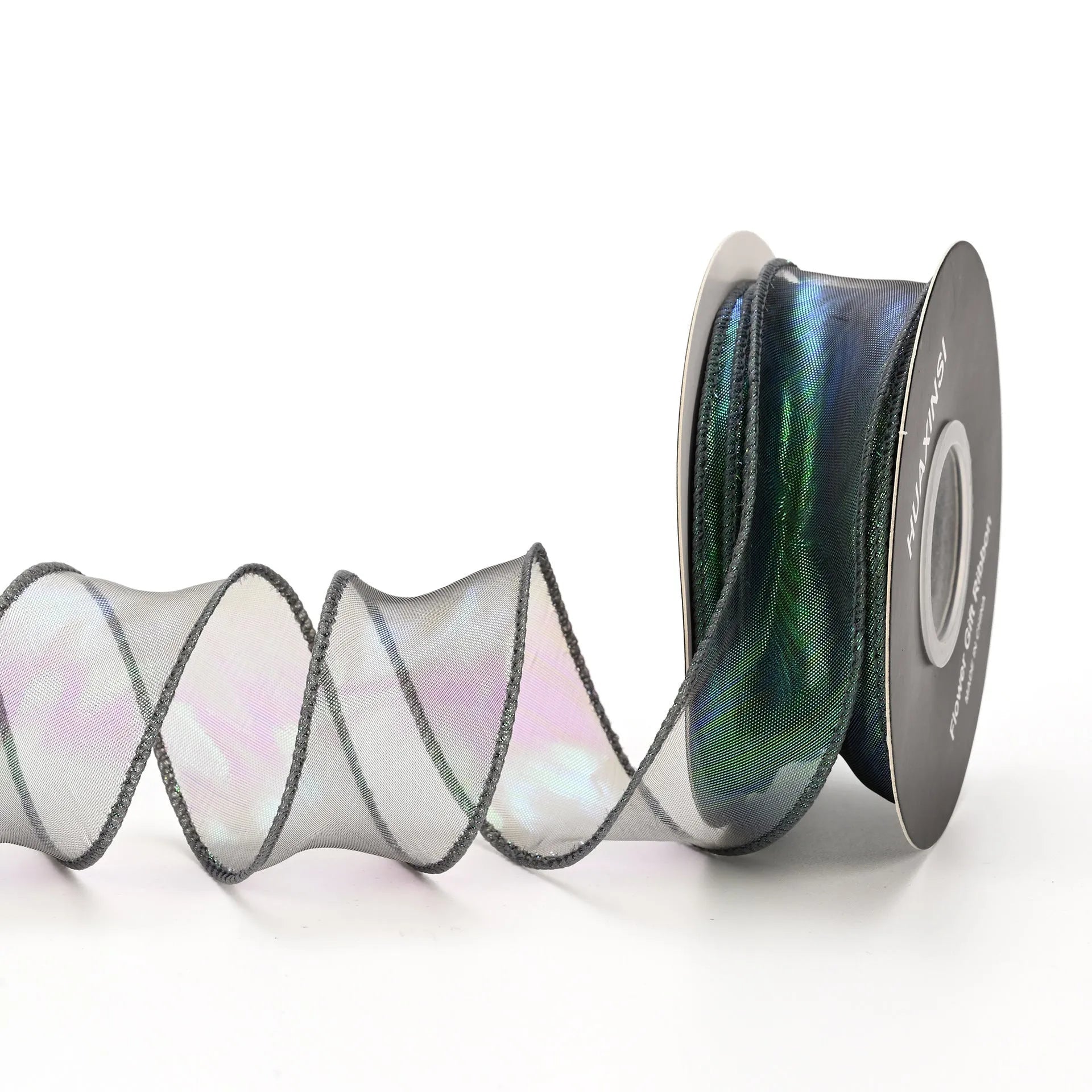 Fishtail yarn floral wave ribbon roll in 4cm width with mesh material and edge cutting