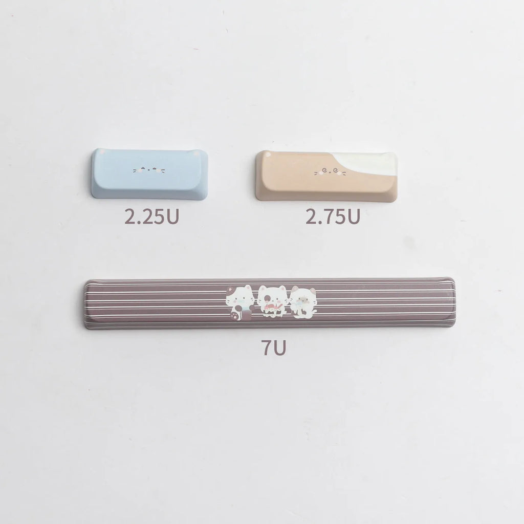 High Sea Salt Cat pastel PBT keycaps with 26 sizes including 7u spacebar supplement