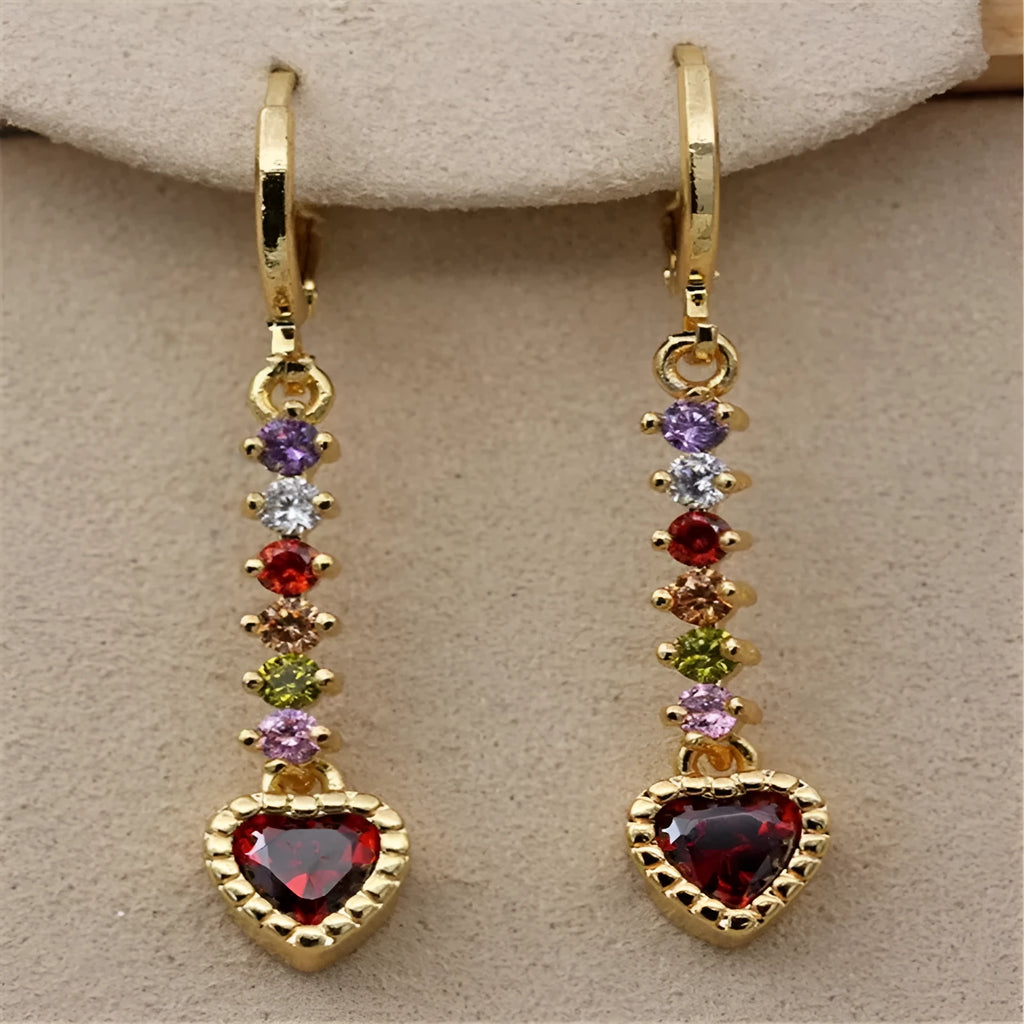 Women's heart-shaped earrings in gold or silver colour with alloy construction and electroplated finish