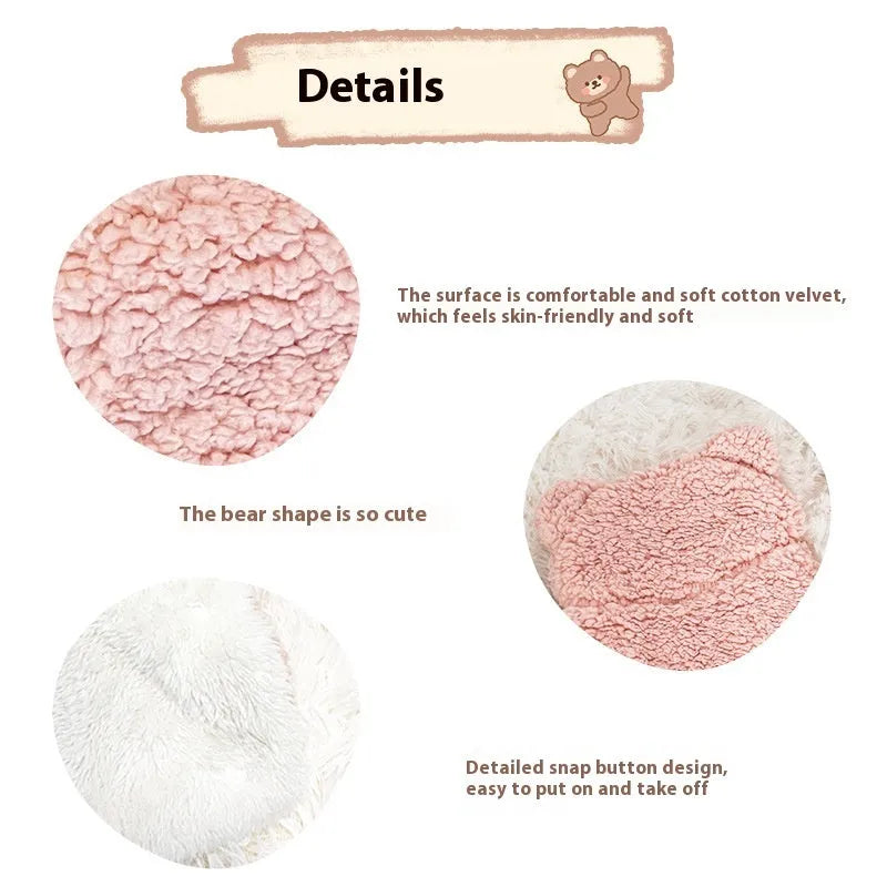 Polyester pet cloak bear design in pink for cats and dogs size S M L winter sleeping blanket