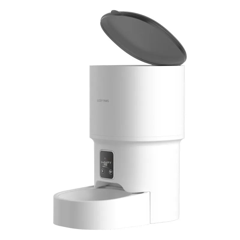 Pet automatic feeder with Wi-Fi remote timed feeding, black with stainless steel bowl, for dogs and cats