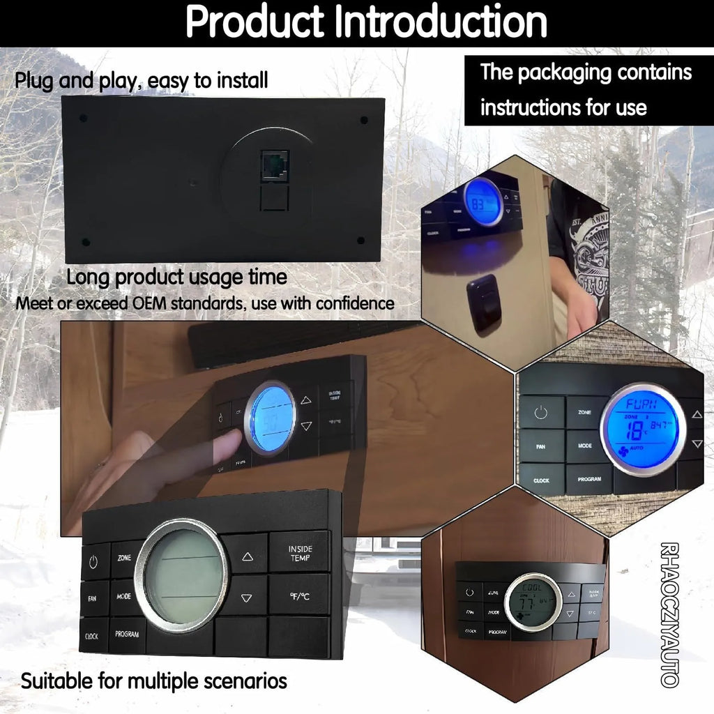 RV thermostat air conditioning controller in black and silver for models 3314082.011 and 3314082011