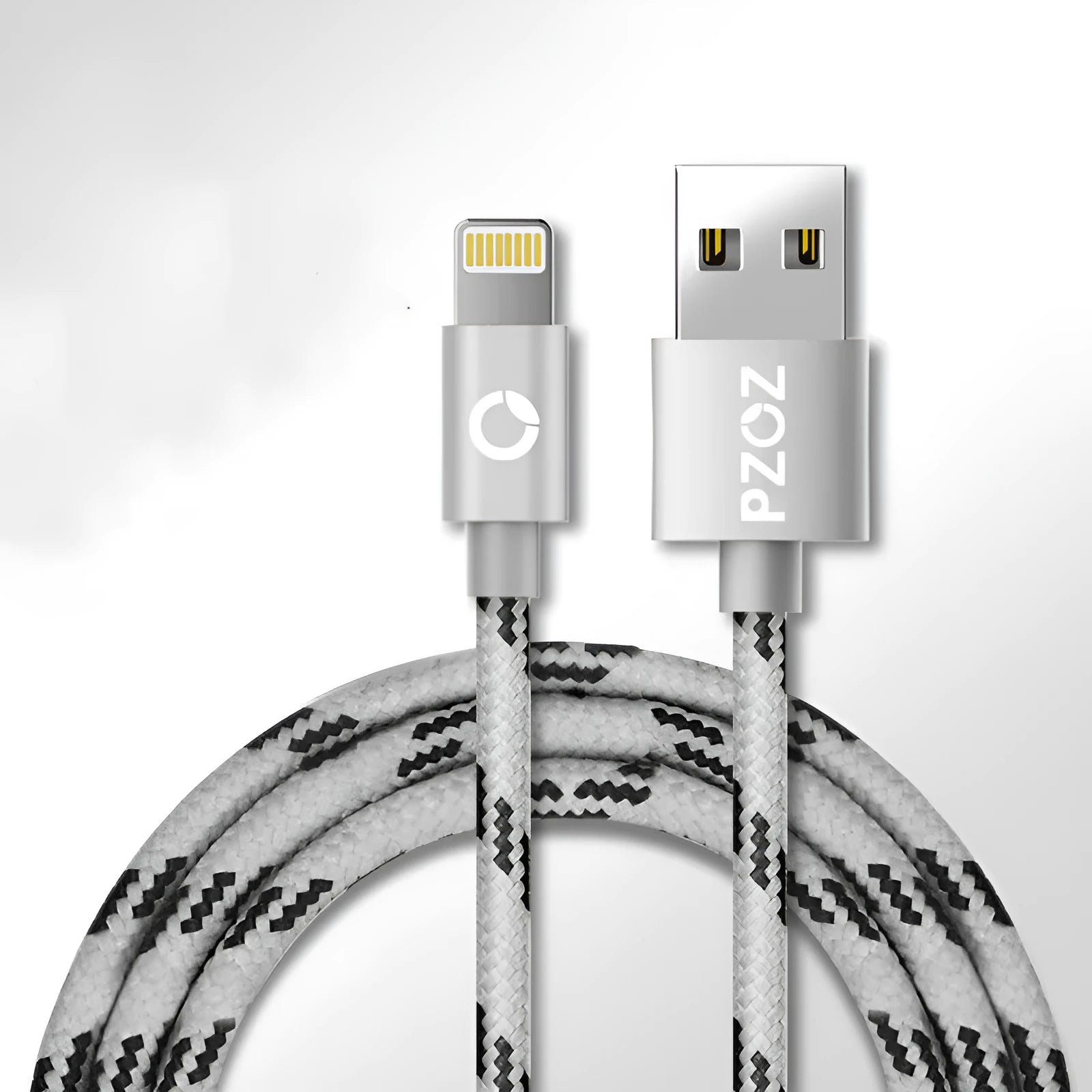 MFI certified Apple Lightning charging cable in grey and silver colour options with 1 metre length