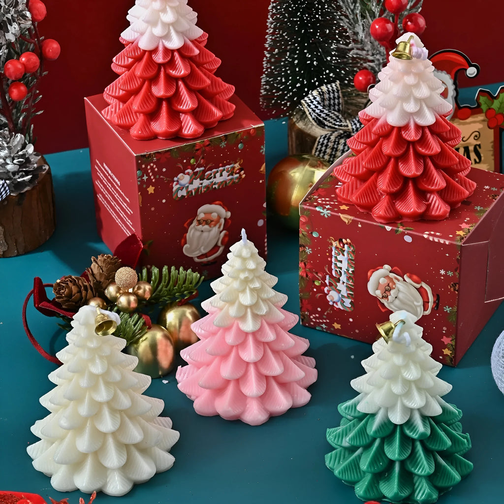 Christmas tree shaped soy wax aromatherapy candle in Christmas Green with hand-poured finish