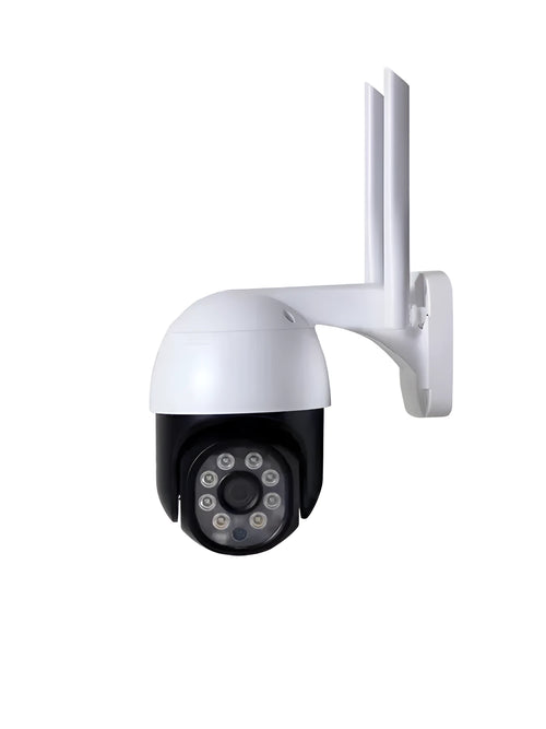 White 2-inch wireless surveillance camera with 5MP resolution and 6mm lens for outdoor monitoring