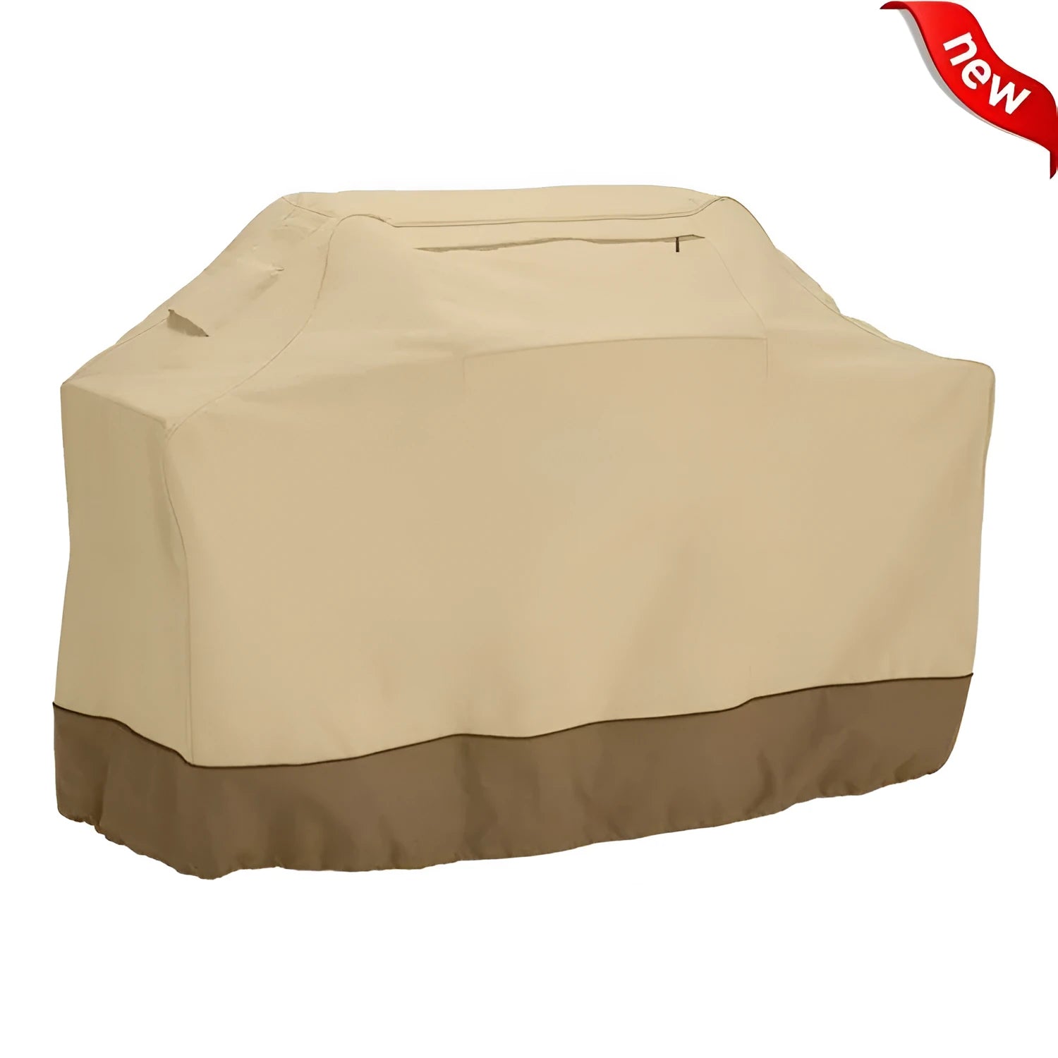 Beige polyester outdoor barbecue cover with a minimalist Nordic design, shown folded.
