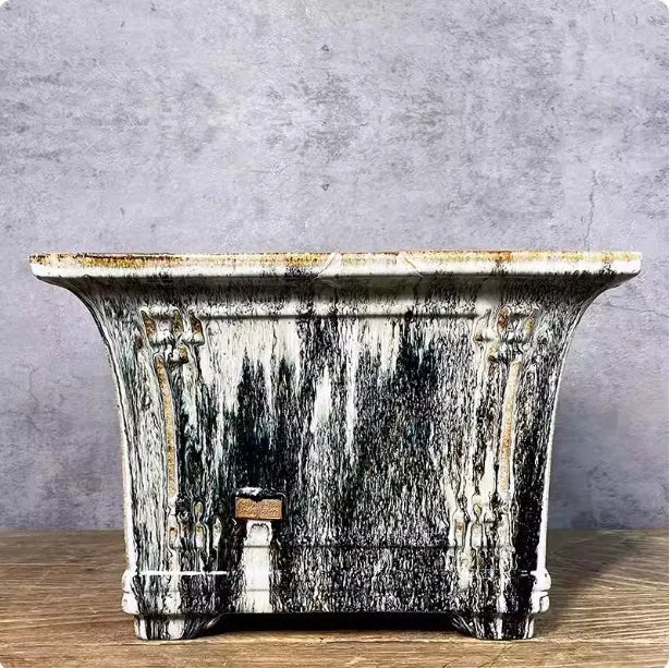 Ceramic square mouth flower pot in large size 36 with classical glaze finish for phalaenopsis orchids