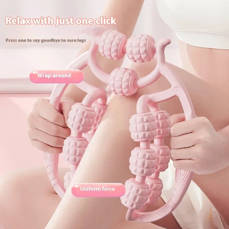 Ring clip leg roller massager with double-row wheels in various colour options