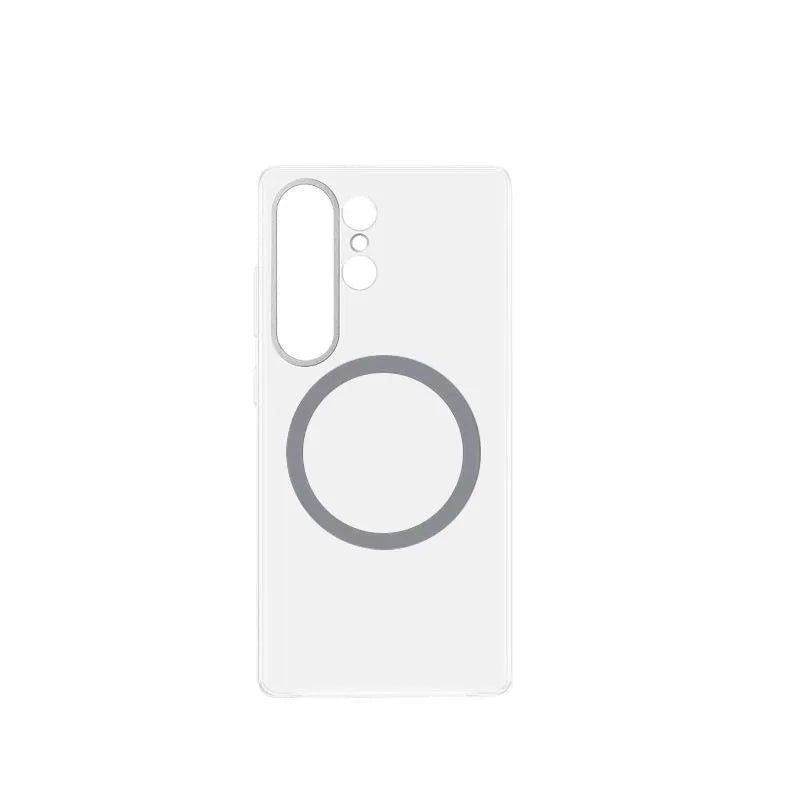 Transparent PC three-edge protective shell for Samsung S25 Ultra showing clear back and side reinforcement