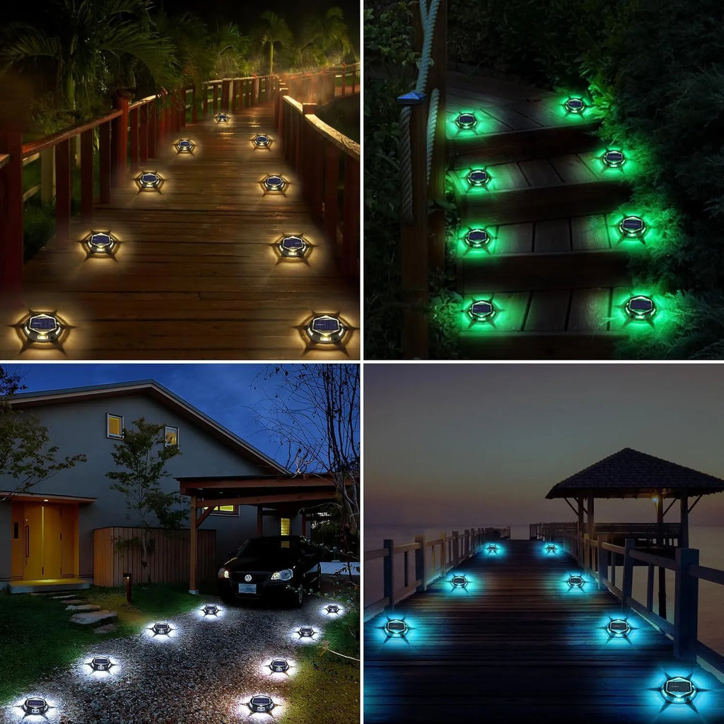 Solar floor lamp with IP68 rating, 2W LED, and colourful fixed colour RBG option for outdoor garden use